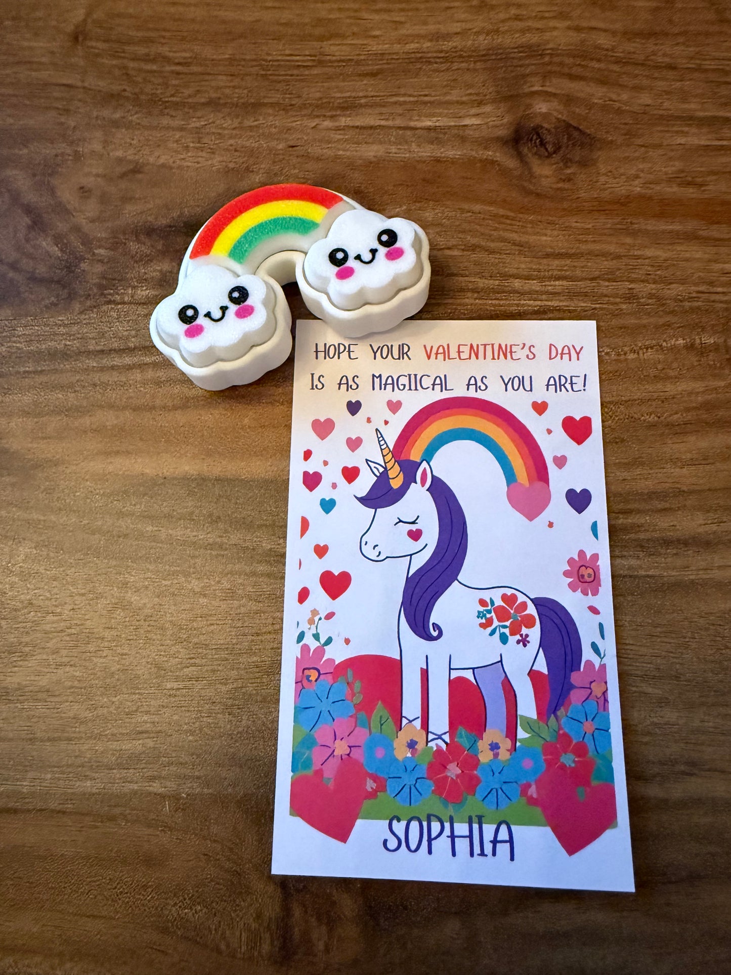 Personalized Unicorn Valentine’s Day Card Set - Includes Choice of Toy - Set of 10